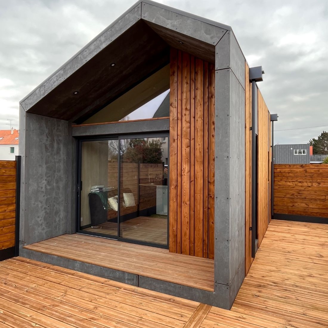 studio de jardin bois habitable avec terrasse